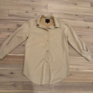 Cream and tan Truth oversized button-up shirt suede sz XS